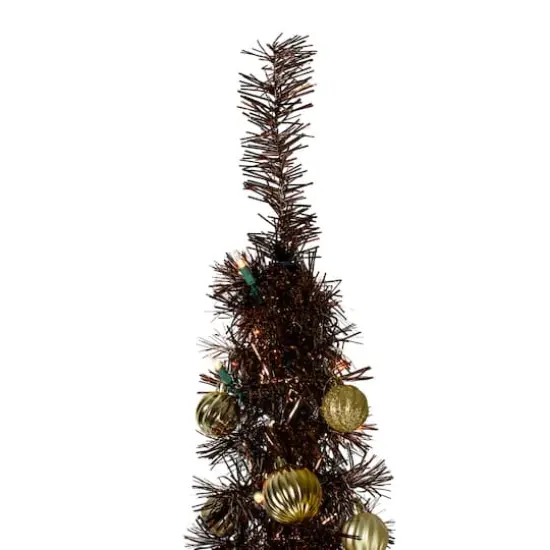 6ft. Pre-Lit Brown Pre-Decorated Pop-Up Artificial Christmas Tree {4}