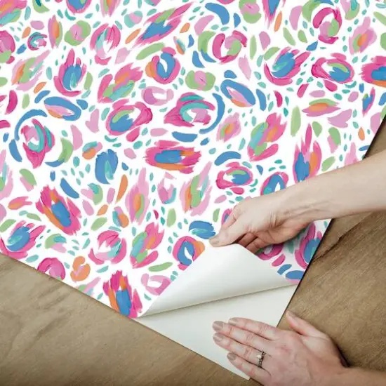 RoomMates Red Multi Brushstroke Leopard Peel & Stick Wallpaper {6}