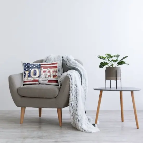 Stupell Industries Americana Love Flag, Americana Love Flag Decorative Printed Throw Pillow {3}