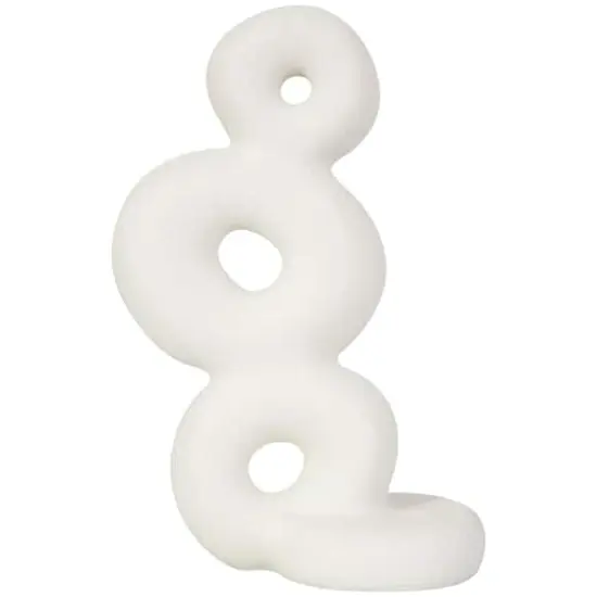 14" White Abstract Stacked Circle Ring Sculpture {1}