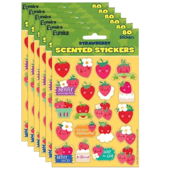 Eureka&reg; Strawberry Scented Stickers, 6 Packs of 80ct. {1}