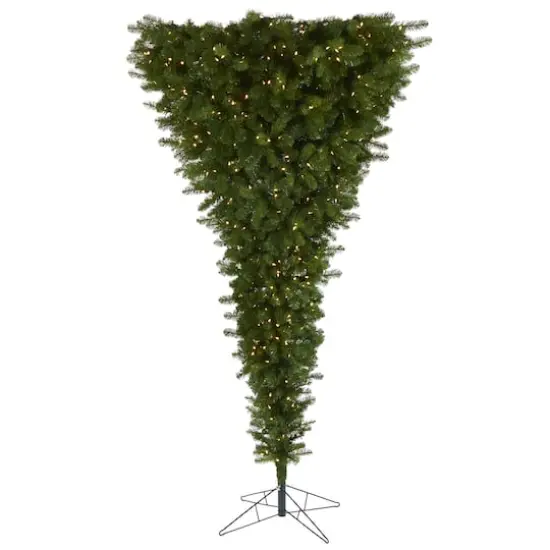 8ft. Pre-Lit Sun Valley Spruce Upside Down Artificial Christmas Tree, Warm White LED Lights {1}