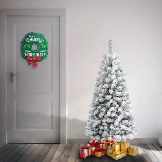 4.5ft. Unlit Flocked Acacia Artificial Christmas Tree {3}