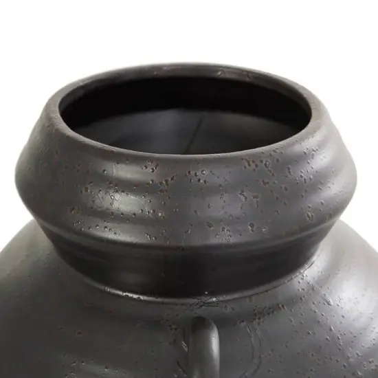 20" Black Ceramic Speckled Textured Amphora Vase {6}