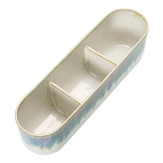 Hello Honey&reg; 14.5" Blue & White Stoneware 3 Section Window Planter {3}