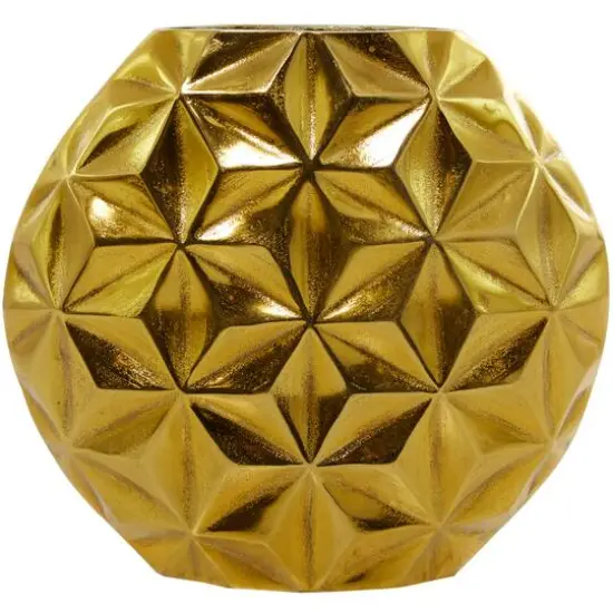 CosmoLiving by Cosmopolitan Aluminum Faceted Geometric Vase Gold {5}