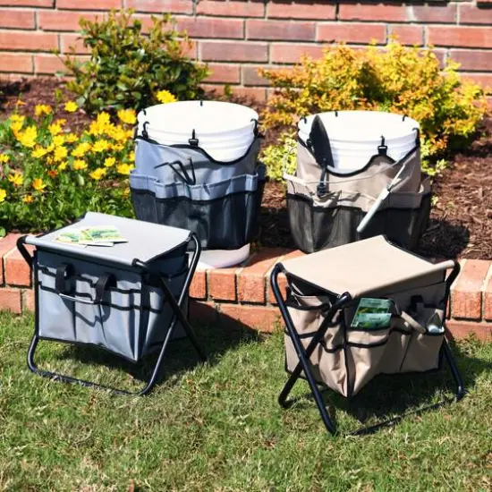 Household Essentials 19" Bucket Caddy with Trim Gray {5}