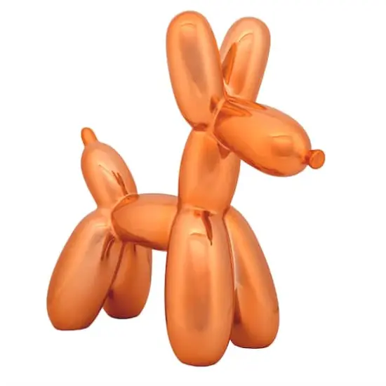 11" Electroplated Orange Balloon Dog Figurine {1}