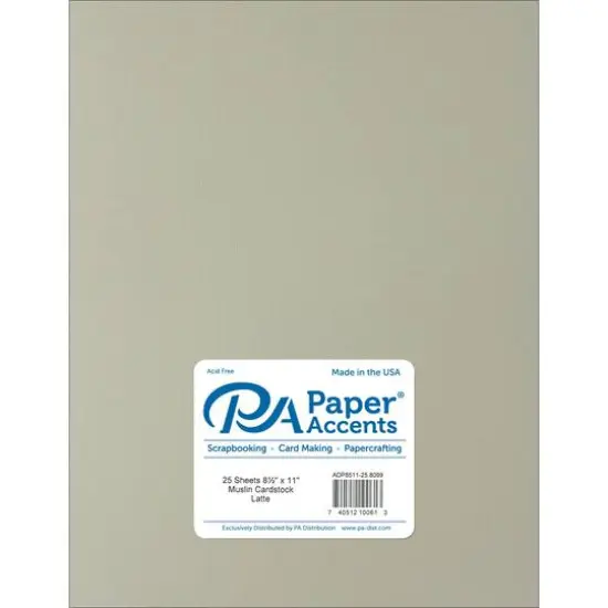 PA Paper&trade; Accents Muslin 8.5" x 11" 73lb. Cardstock, 25 Sheets Latte {1}