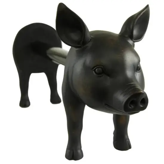 16" Black Farmhouse Pig Paper Towel Holder {5}
