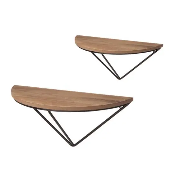 Glitzhome&reg; Farmhouse Metal & Wooden Triangle Floating Shelf Set {1}