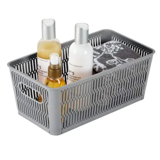 Simplify Slide 2 Stack It Small Storage Tote Baskets, 2ct. Gray {9}