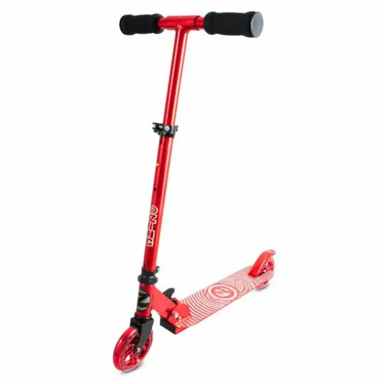 HY-PRO Zinc Red Aluminum Identity Folding Scooter {1}