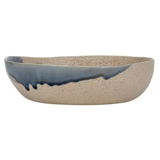 Hello Honey&reg; 11" Blue & Cream Crackle Glaze Large Stoneware Serving Bowl {8}