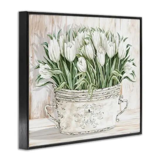 Stupell Industries Fresh White Tulip Flowers Vintage Framed Giclee Art Black {4}