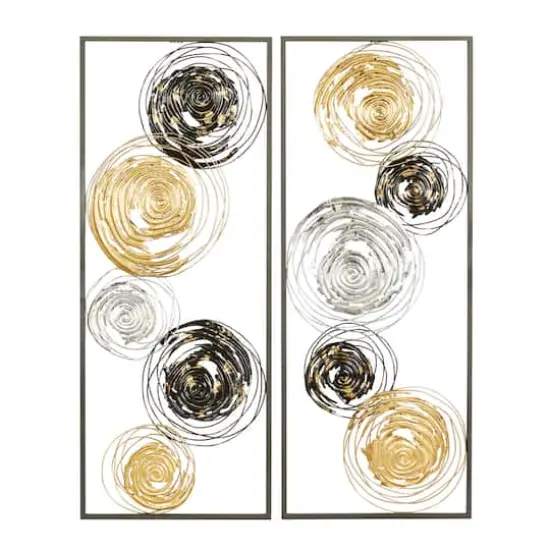36" Black, Gold & Silver Metal Contemporary Wall D&eacute;cor Set, 2ct. {1}
