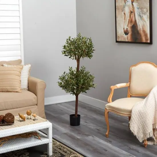 4.5ft. Potted Olive Double Topiary Tree {7}
