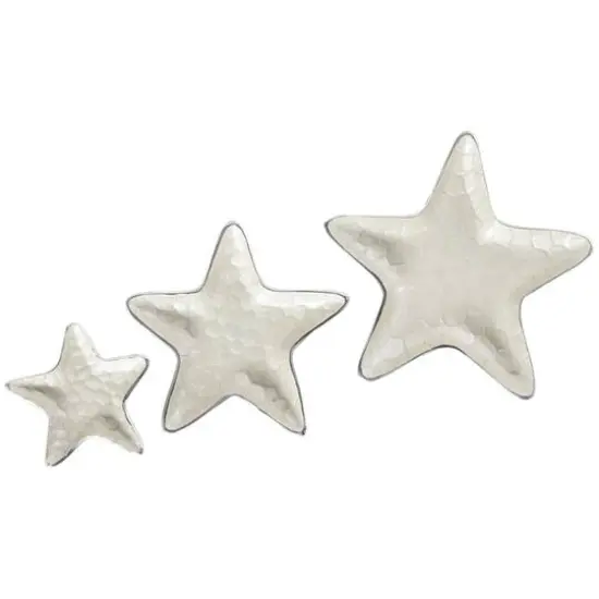 White & Silver Handmade Starfish Enameled Aluminum Decorative Bowl Set {1}