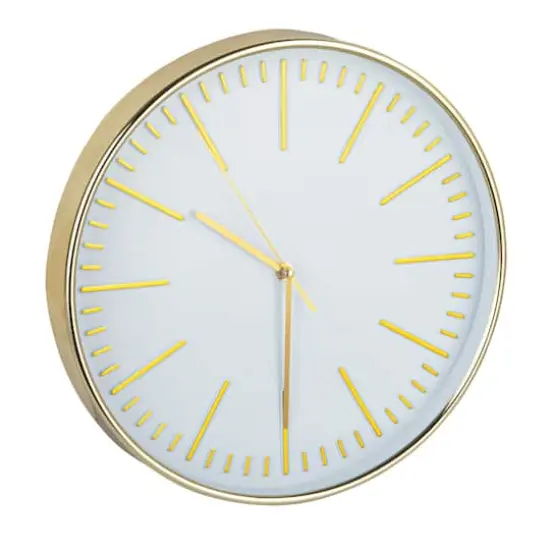Hello Honey&reg; 13.5" White & Gold Minimalist Aura Wall Clock {1}