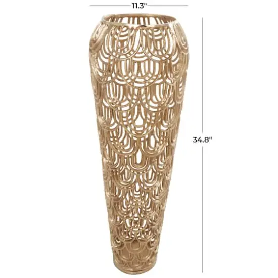 35" Gold Art Deco Arches Aluminum Vase {5}