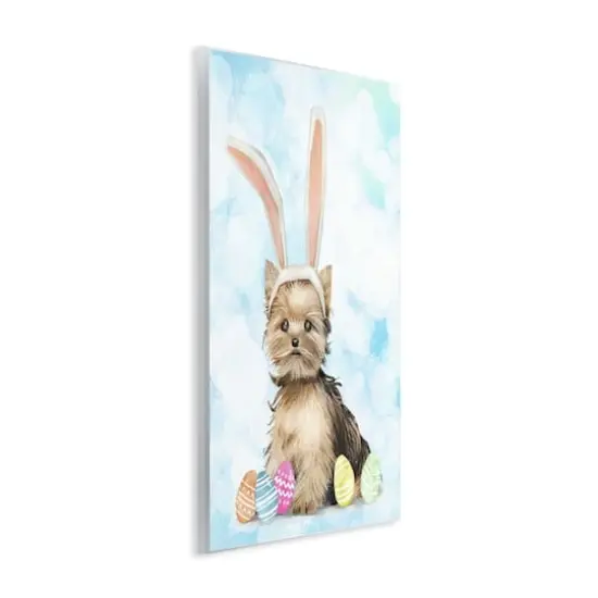 Stupell Industries Easter Yorkie Puppy Bunny Ears Patterned Eggs Wall Plaque Art {4}