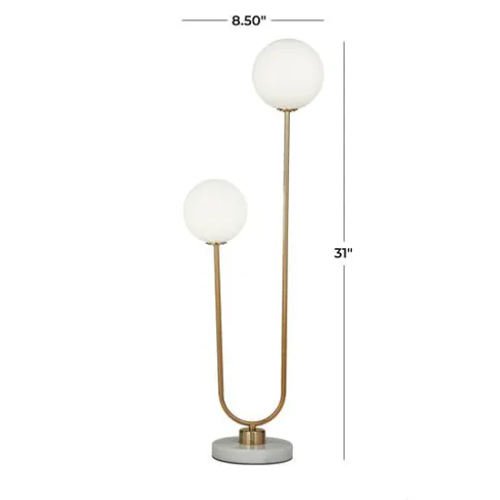 31" 2 Orb Table Lamp with Marble Base Gold  {9}