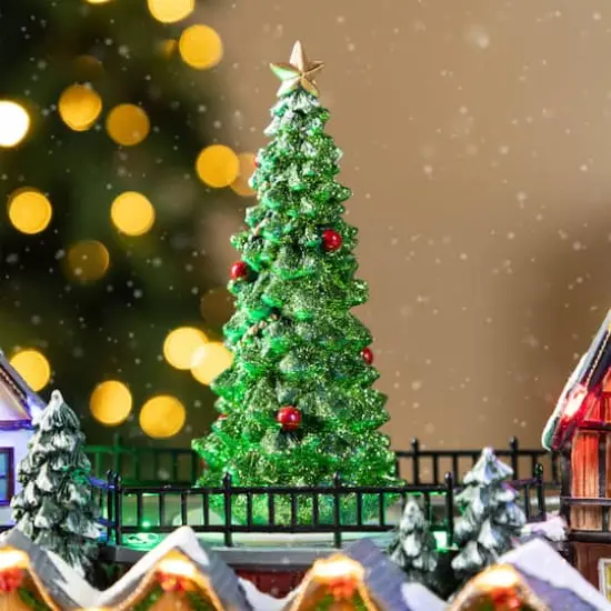 Glitzhome&reg; 15.25" Christmas Oversized Resin Lighted Table Village Decor {5}