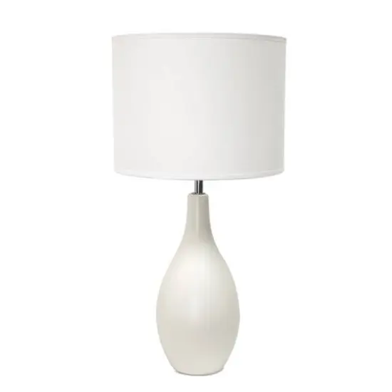 Simple Designs Oval Bowling Pin Base Ceramic Table Lamp Off White {1}