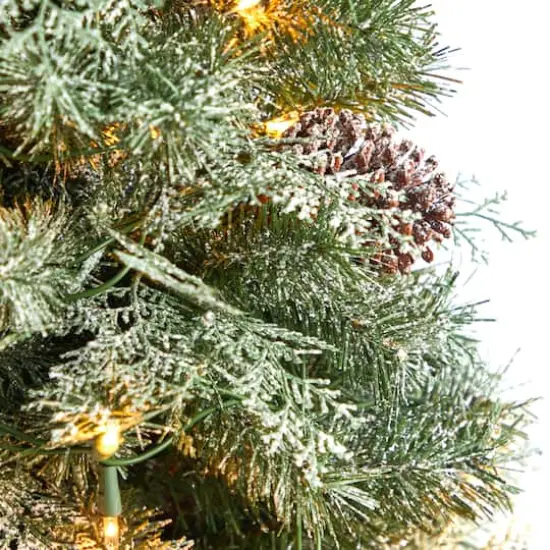 4ft. Pre-Lit English Pine Artificial Christmas Tree, Warm White LED Lights {5}