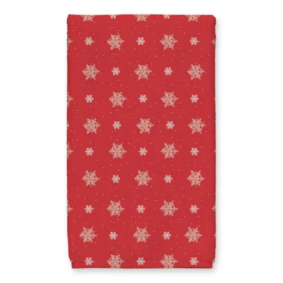 Red Snowflake Pattern Tea Towel Set {4}