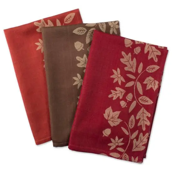 DII&reg; Assorted Fall Harvest Vine Jacquard Dishtowel Set {5}