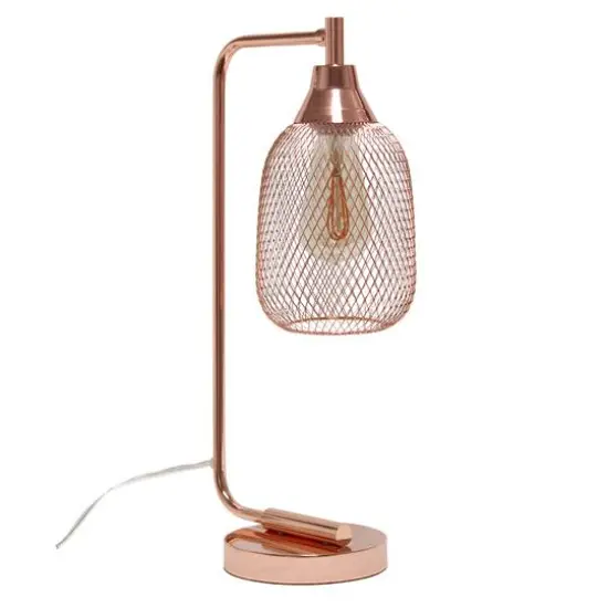 Lalia Home 19" Industrial Mesh Desk Lamp Rose Gold {1}