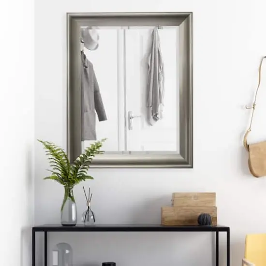 Head West Brushed Nickel Framed Beveled Accent Vanity Mirror {3}