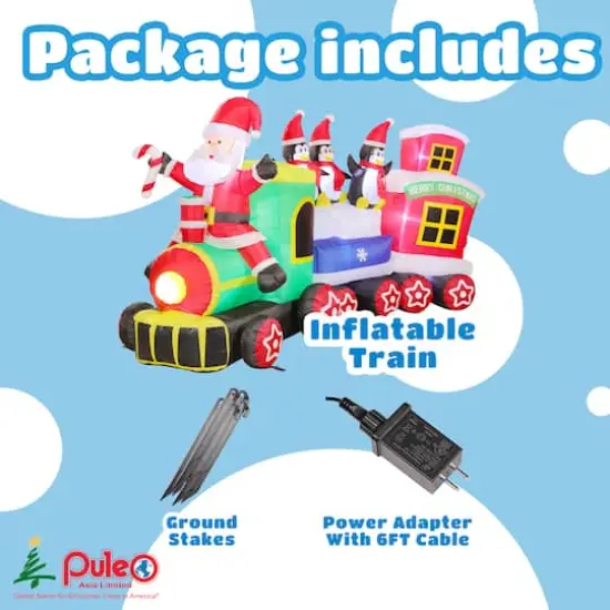 7ft. Inflatable Christmas Train with Warm White LED Lights {6}