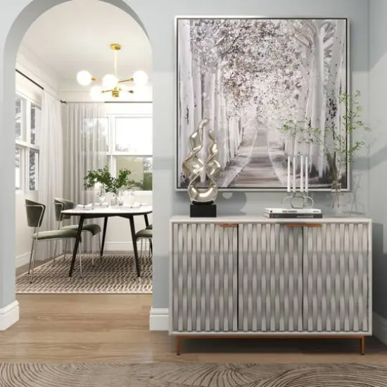 8" Silver Stainless Steel Overlapping Oval Geometric Candelabra {16}