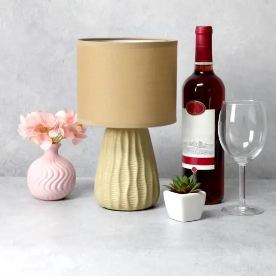 Simple Designs 11" Mini Ceramic Pastel Table Lamp Tan {6}