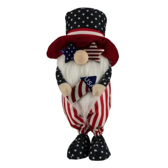 12.2" Patriotic Rocket 4th of July Americana Gnome with Star-Shapes Sunglasses {1}