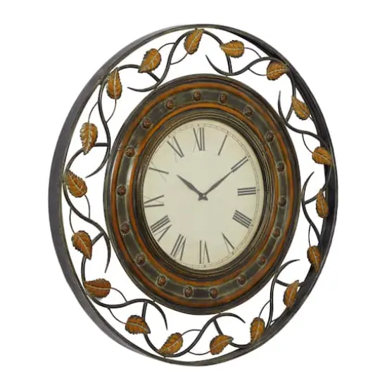 Brown Rustic Metal Wall Clock {4}