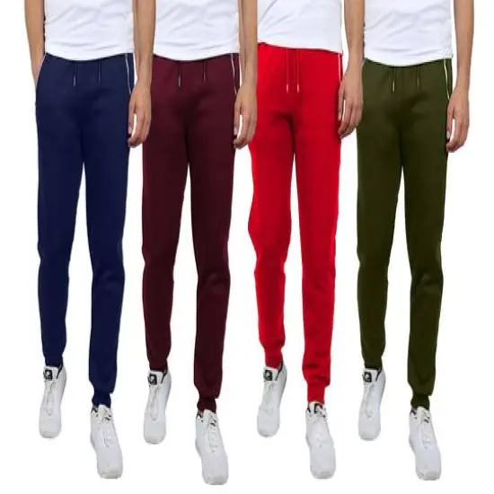 Galaxy by Harvic Fleece-Lined Men's Jogger Sweatpants with Zipper Pockets 4 Pack Navy/Burgundy/Olive/Red {1}