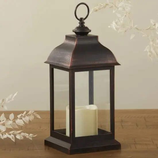 Kate Aspen&reg; 12" LED Vintage Manchester Decorative Copper Lantern {1}
