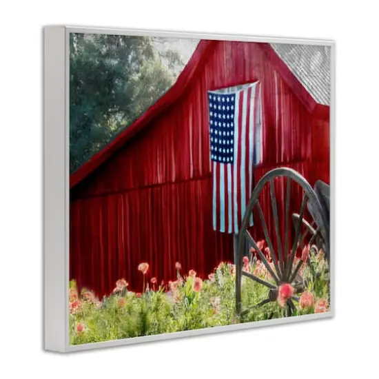 Stupell Industries Red Barn with American Flag Framed Giclee Art White {4}