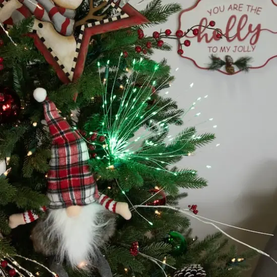 20" LED Lighted Firework Silver Branch Christmas Decoration Silver with Green Lights {4}