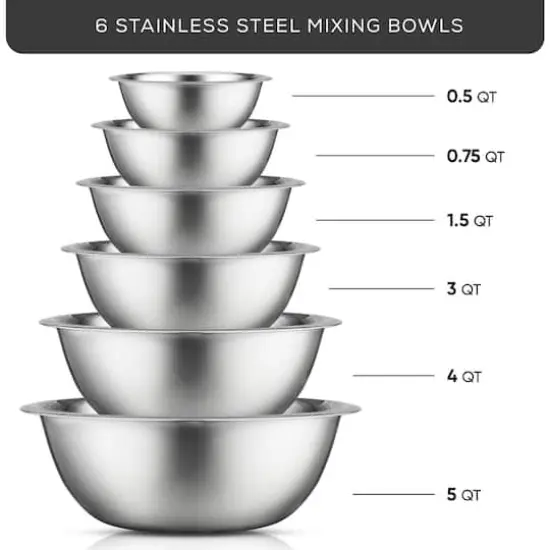 JoyJolt&reg; Stainless Steel Mixing Bowl Set Silver {5}