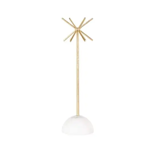 13" Gold Metal 12-Slot Jewelry Stand with White Base {4}