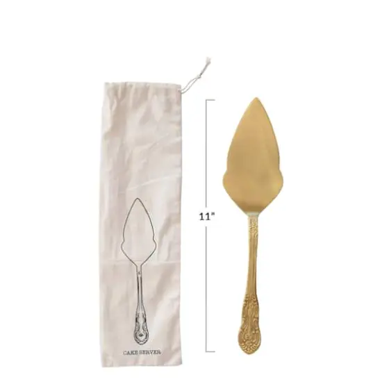 Hello Honey&reg; 11" Brass Cake Server in Printed Drawstring Bag {3}