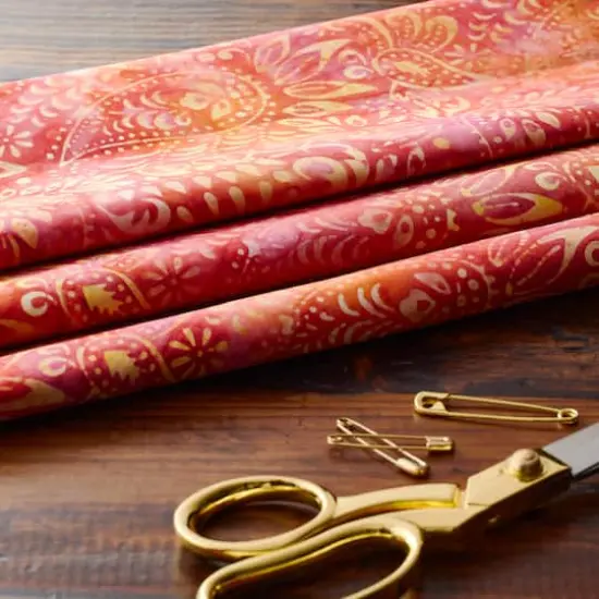 Feldman Premium Indonesian Batik Orange & Raspberry Paisley Fabric {4}