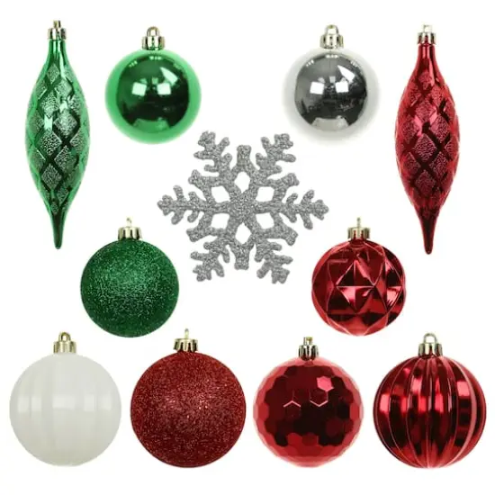 34 Pack Red, Green & Silver Shatterproof Ornaments by Ashland&reg; {3}