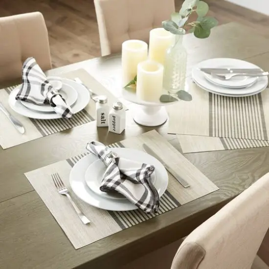 DII&reg; Black Middle Stripe PVC Woven Placemat, 6ct. {5}