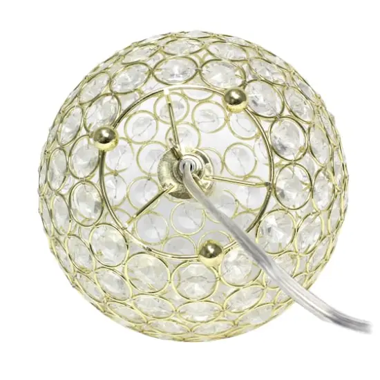 Lalia Home 8" Medium Metal Crystal Round Orb Table Lamp Gold {11}