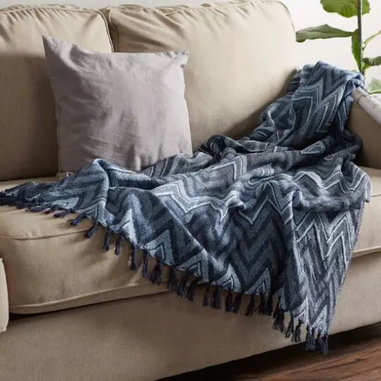 DII&reg; Zig-Zag Chevron Throw Nautical Blue {4}